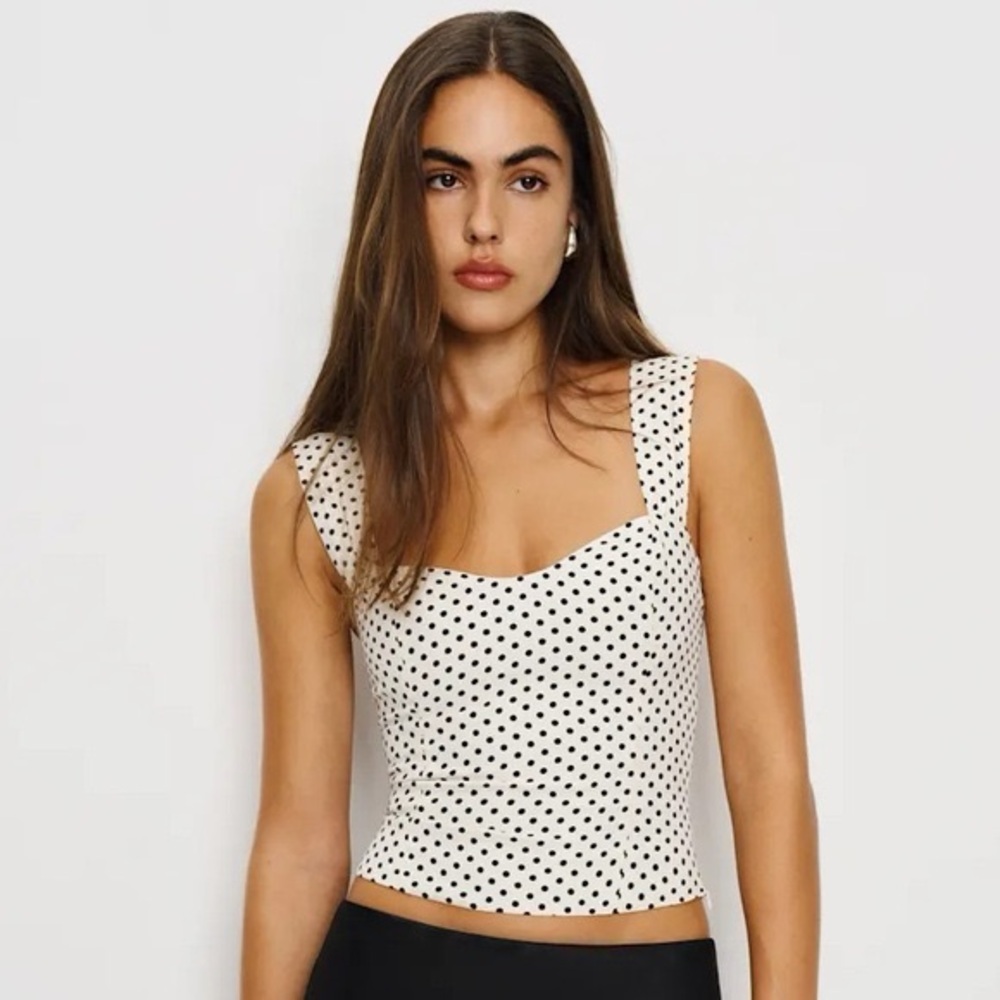 Reformation Black and White Polka Dot Top